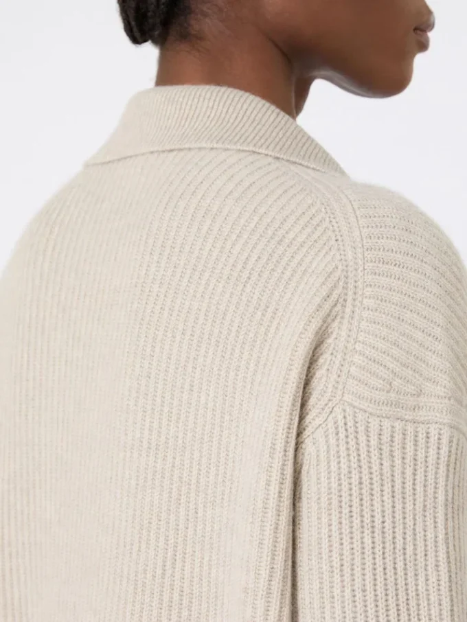 Sweter z kaszmiru w prążki, beżowy Sweter z kaszmiru w prążki, beżowy