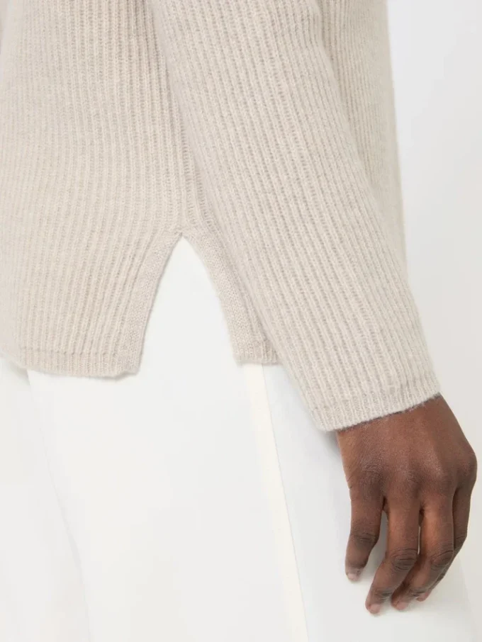 Sweter z kaszmiru w prążki, beżowy Sweter z kaszmiru w prążki, beżowy