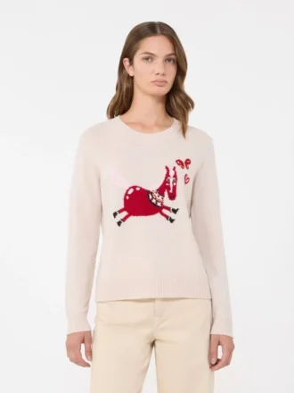 Sweter z kaszmiru z wstawką, kolor piaskowy