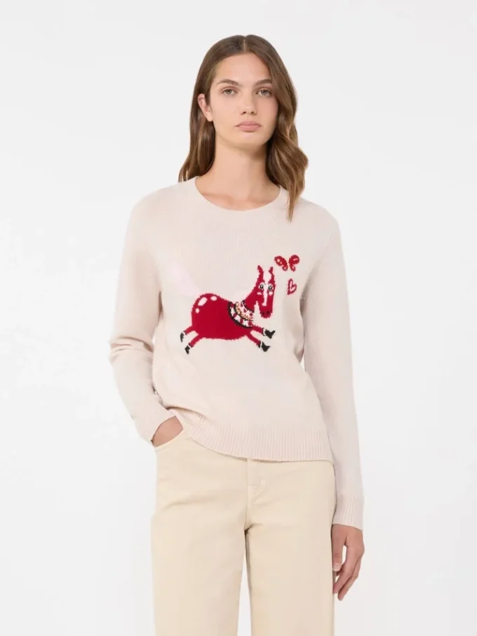 Sweter z kaszmiru z wstawką, kolor piaskowy Sweter z kaszmiru z wstawką, kolor piaskowy