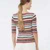 Sweter z prążkowanej przędzy wiskozowej z elastanu, wielokolorowy Sweter z prążkowanej przędzy wiskozowej z elastanu, wielokolorowy