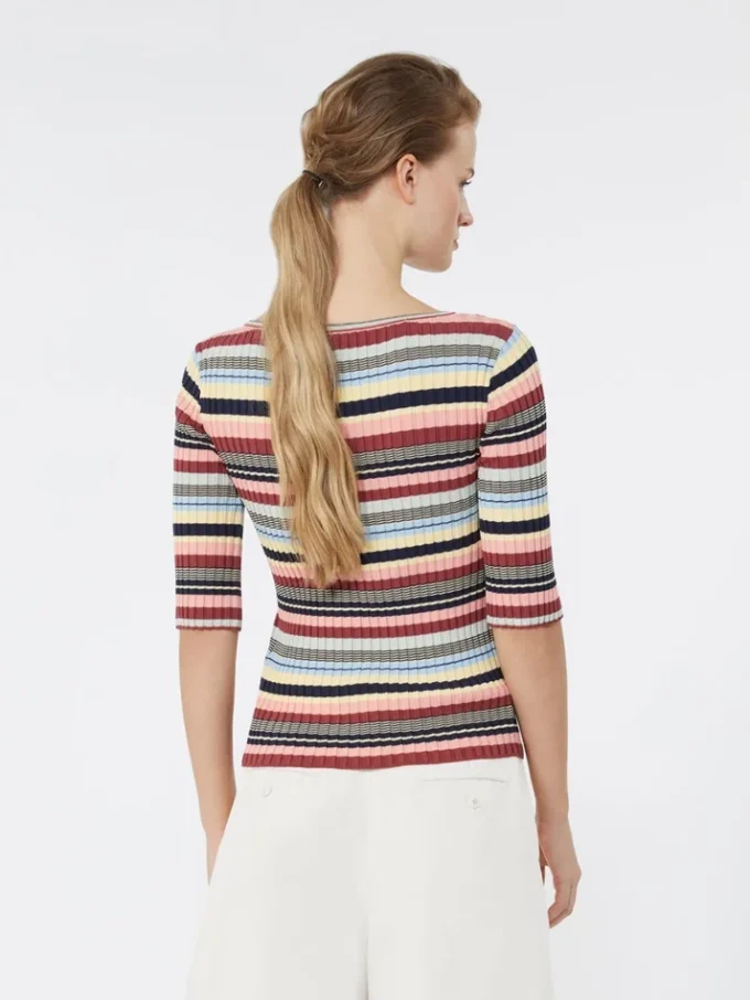 Sweter z prążkowanej przędzy wiskozowej z elastanu, wielokolorowy Sweter z prążkowanej przędzy wiskozowej z elastanu, wielokolorowy