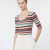 Sweter z prążkowanej przędzy wiskozowej z elastanu, wielokolorowy Sweter z prążkowanej przędzy wiskozowej z elastanu, wielokolorowy