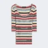 Sweter z prążkowanej przędzy wiskozowej z elastanu, wielokolorowy Sweter z prążkowanej przędzy wiskozowej z elastanu, wielokolorowy