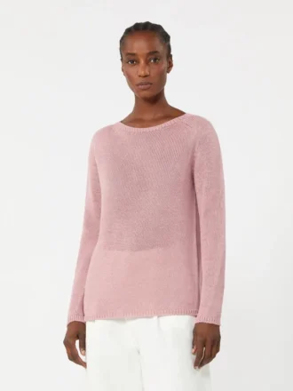 Sweter z przędzy lnianej, kolor antycznej róży