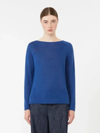 Sweter z przędzy lnianej, kolor chabrowy