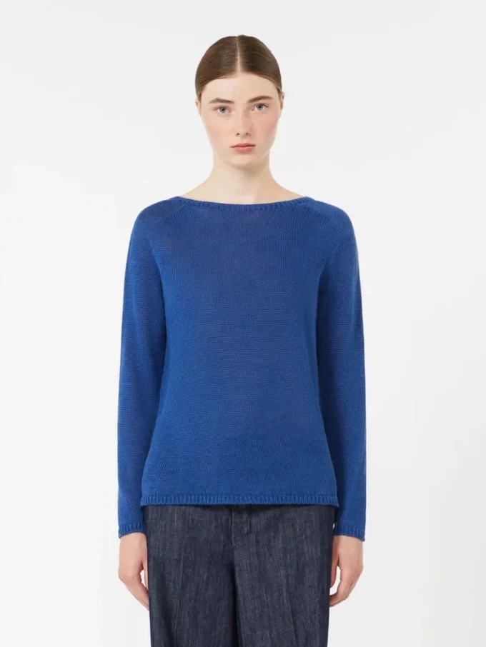 Sweter z przędzy lnianej, kolor chabrowy Sweter z przędzy lnianej, kolor chabrowy