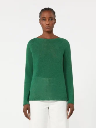 Sweter z przędzy lnianej, zielony