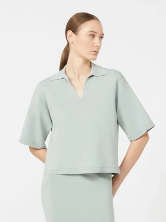 Sweter z przędzy z krepy wiskozowej, kolor szałwiowy