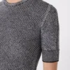 Sweter z siateczki z wiskozy z krótkim rękawem, biały czarny