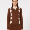 Sweter z wełny i jedwabiu, kolor czekoladowy