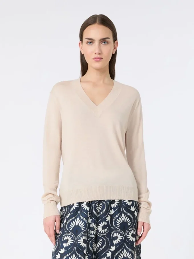 Sweter z wełny i kaszmiru, beżowy Sweter z wełny i kaszmiru, beżowy