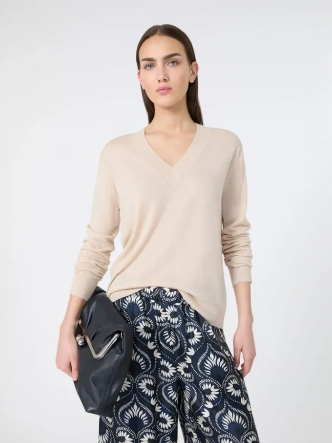 Sweter z wełny i kaszmiru, beżowy Sweter z wełny i kaszmiru, beżowy