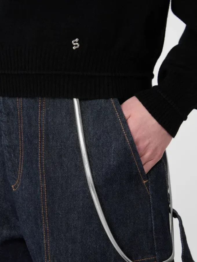Sweter z wełny i kaszmiru o luźnym kroju, czarny Sweter z wełny i kaszmiru o luźnym kroju, czarny