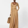 Sweter z wełny i kaszmiru z dekoltem w serek, kolor camel Sweter z wełny i kaszmiru z dekoltem w serek, kolor camel