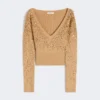 Sweter z wełny i kaszmiru z dekoltem w serek, kolor camel Sweter z wełny i kaszmiru z dekoltem w serek, kolor camel