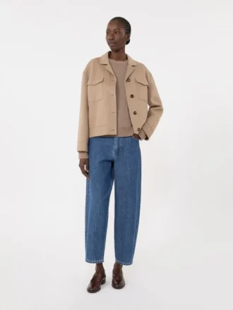 Sweter z wełny i kaszmiru z naszywkami, kolor camel