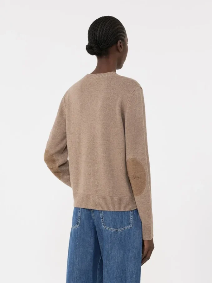 Sweter z wełny i kaszmiru z naszywkami, kolor camel Sweter z wełny i kaszmiru z naszywkami, kolor camel