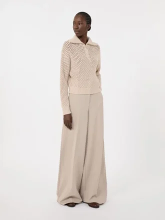 Sweter z wełny, kaszmiru i lureksu, kolor albino