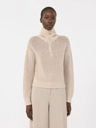 Sweter z wełny, kaszmiru i lureksu, kolor albino