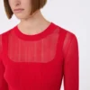 Sweter z wiskozy z efektem trompe l’oeil, czerwony
