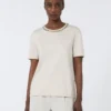 T-shirt z bawełny i modalu, beżowy T-shirt z bawełny i modalu, beżowy