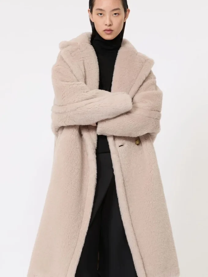 Teddy Bear Icon Coat z alpaki i wełny, beżowy
