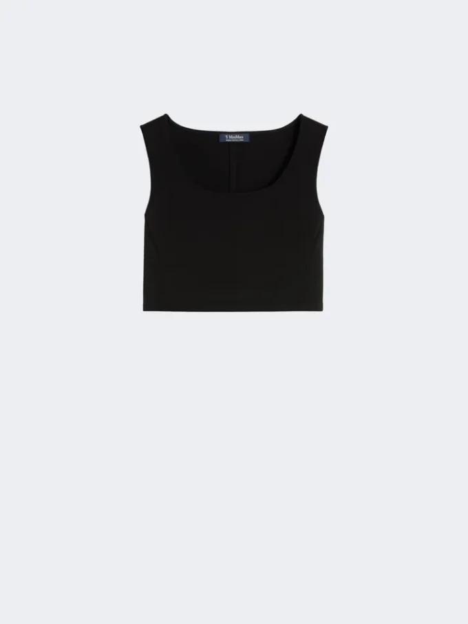 Top z dzianiny typu scuba, czarny Top z dzianiny typu scuba, czarny