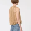 Top z siateczki z kryształkami, kolor camel Top z siateczki z kryształkami, kolor camel