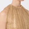 Top z siateczki z kryształkami, kolor camel Top z siateczki z kryształkami, kolor camel