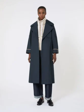 Trencz oversize z wodoodpornego twillu, kolor ultramaryna