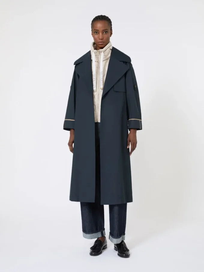Trencz oversize z wodoodpornego twillu, kolor ultramaryna Trencz oversize z wodoodpornego twillu, kolor ultramaryna