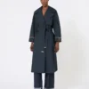 Trencz oversize z wodoodpornego twillu, kolor ultramaryna Trencz oversize z wodoodpornego twillu, kolor ultramaryna