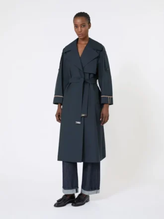 Trencz oversize z wodoodpornego twillu, kolor ultramaryna