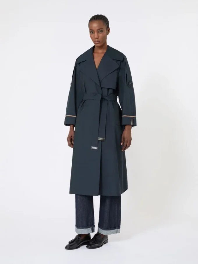 Trencz oversize z wodoodpornego twillu, kolor ultramaryna Trencz oversize z wodoodpornego twillu, kolor ultramaryna