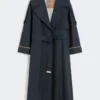 Trencz oversize z wodoodpornego twillu, kolor ultramaryna Trencz oversize z wodoodpornego twillu, kolor ultramaryna