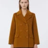 Wełniany płaszcz typu pea coat, kolor musztardowy
