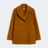 Wełniany płaszcz typu pea coat, kolor musztardowy