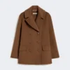Wełniany płaszcz typu pea coat, kolor tytoniowy