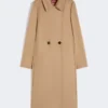 Wełniany płaszcz typu robe, kolor camel