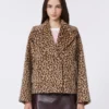 Wzorzysty płaszcz typu pea coat z mieszanki wełny, kolor camel
