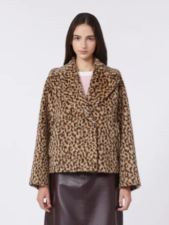 Wzorzysty płaszcz typu pea coat z mieszanki wełny, kolor camel