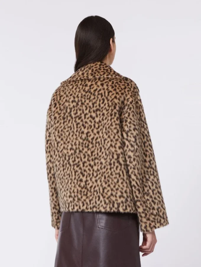 Wzorzysty płaszcz typu pea coat z mieszanki wełny, kolor camel