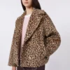 Wzorzysty płaszcz typu pea coat z mieszanki wełny, kolor camel