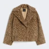 Wzorzysty płaszcz typu pea coat z mieszanki wełny, kolor camel