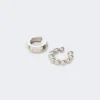 Zestaw dwóch kolczyków typu ear cuff, srebrny