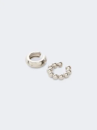 Zestaw dwóch kolczyków typu ear cuff, srebrny