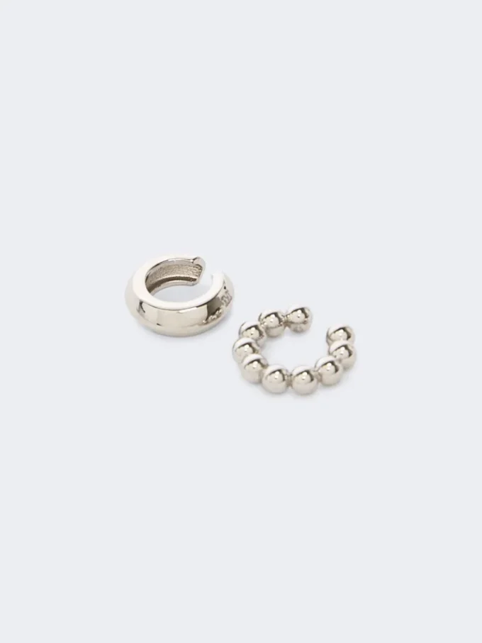 Zestaw dwóch kolczyków typu ear cuff, srebrny